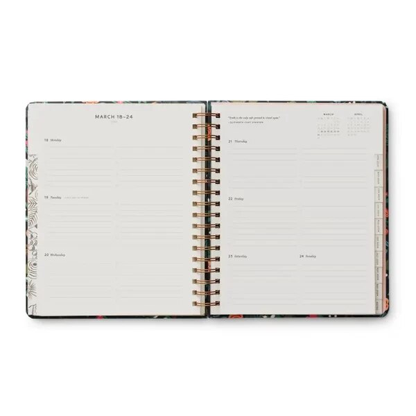 Rifle Paper Co 2024 Peacock 17 Month Hardcover Spiral Planner